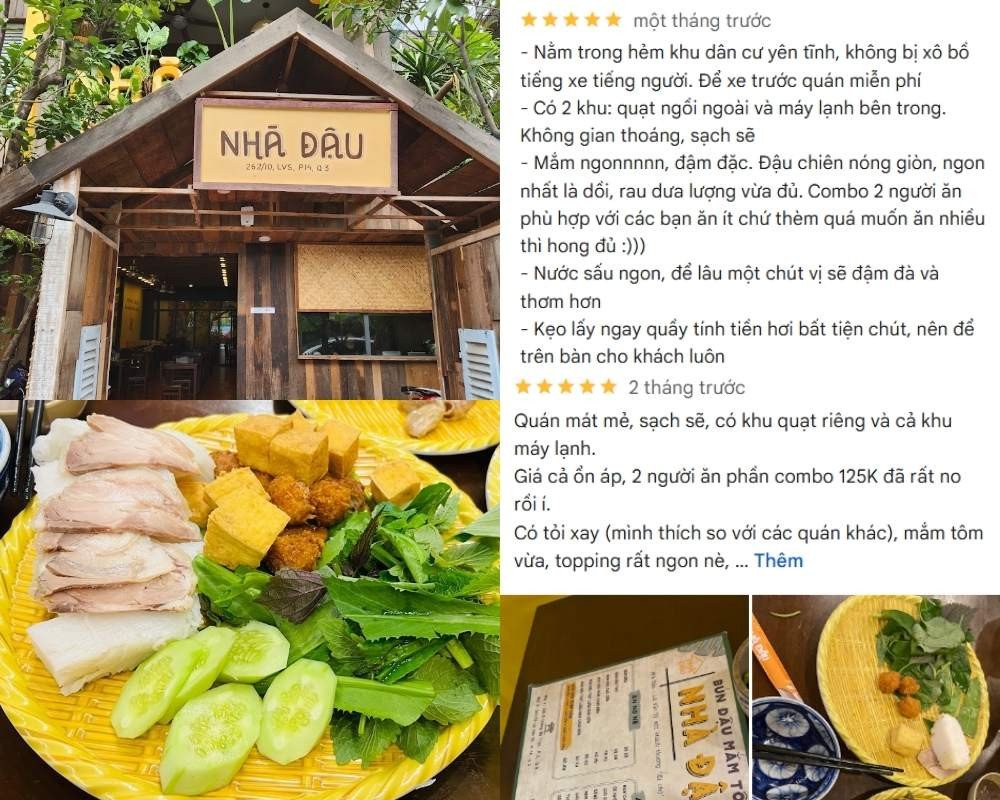 Bàn ăn bún đậu được sắp xếp gọn gàng với các loại rau sống tươi sạch đi kèm