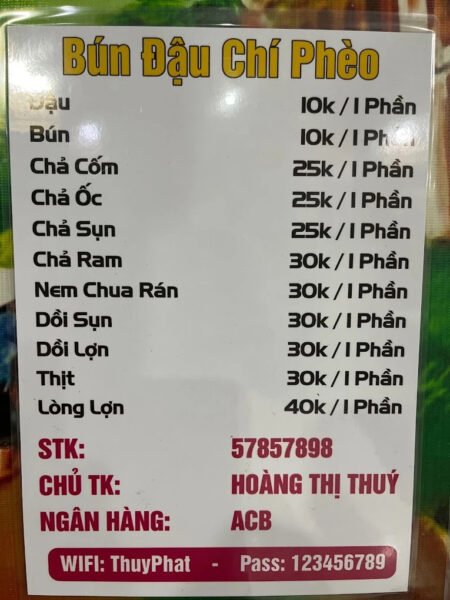 Bún đậu với các thành phần tươi ngon được bày biện đẹp mắt