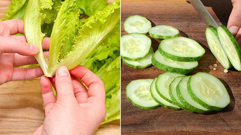 Các loại rau sống tươi xanh ăn kèm món bún đậu