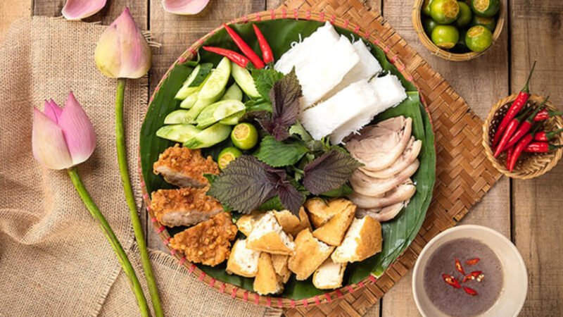 Các nguyên liệu chính chuẩn bị cho món bún đậu