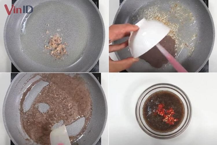 Chén mắm tôm đã pha chế xong với rượu trắng