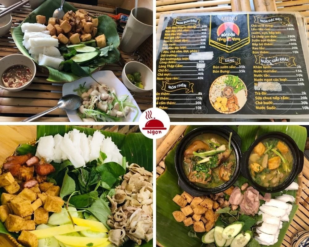 Đậu hũ được chiên vàng giòn và đậu phụ mềm xốp