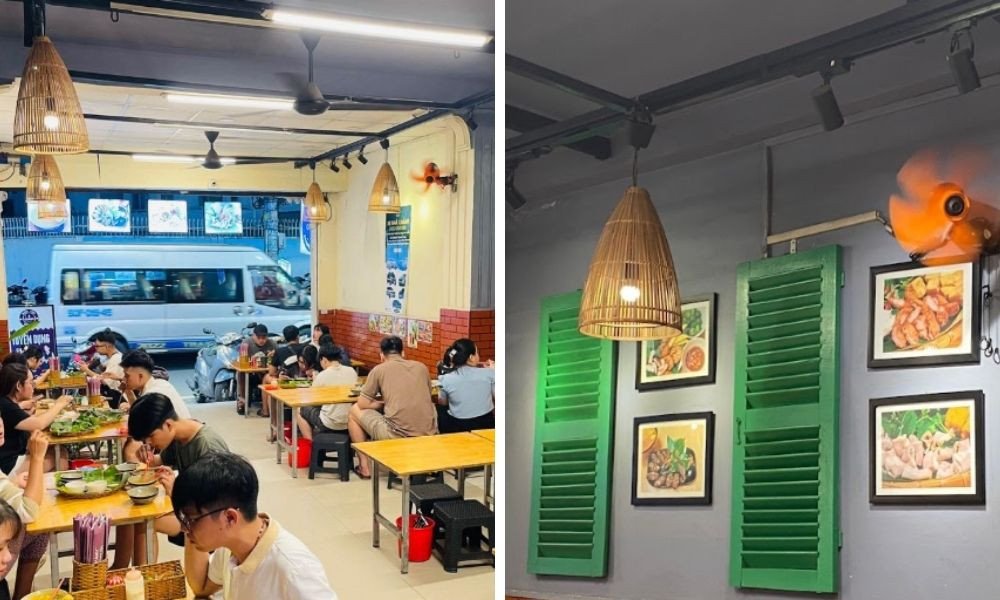 Hình ảnh các món ăn kèm phong phú như chả cốm, nem rán được bày biện trên mẹt lá chuối