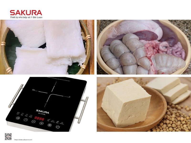 Hình ảnh các nguyên liệu tươi ngon được bày biện chuẩn bị cho món bún đậu mắm tôm