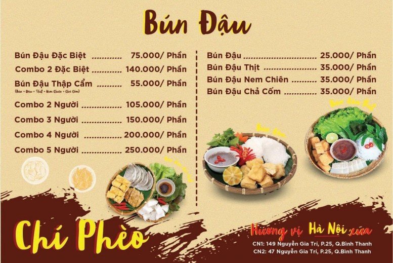 Mẹt bún đậu đầy đặn với đậu chiên vàng và bún lá