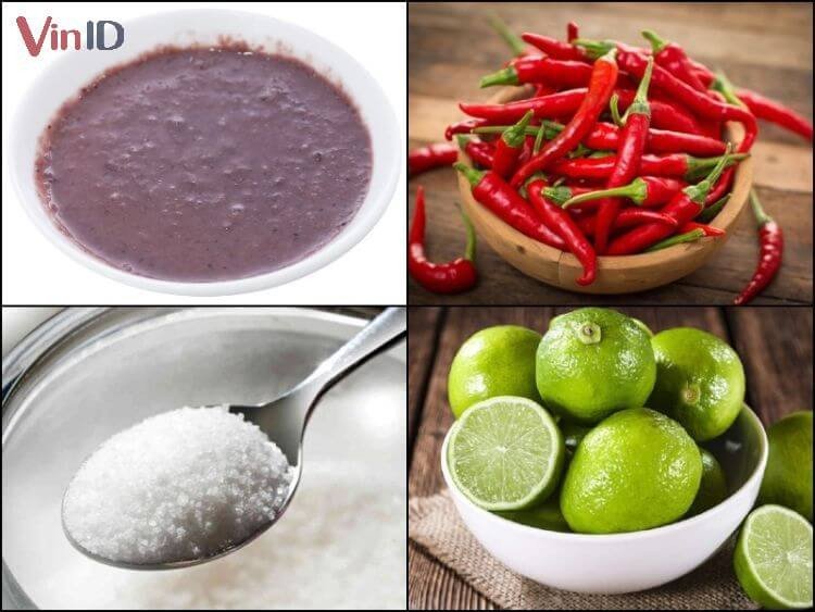 Nguyên liệu và dụng cụ để làm nước chấm bún đậu