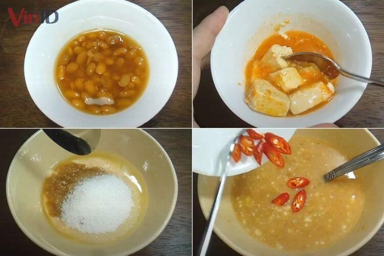 Pha chế mắm tôm chay dùng cho món bún đậu