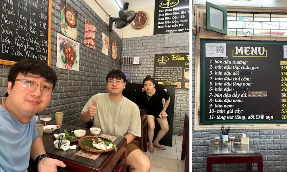 Rau sống tươi xanh đi kèm với bún đậu giúp cân bằng hương vị