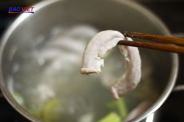 Thành phẩm thịt và lòng sau khi luộc