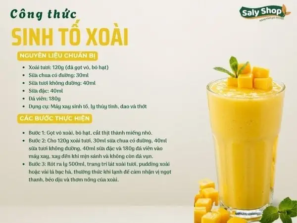 15+ Công Thức Sinh Tố Xoài Thơm Ngon, Bổ Dưỡng, Dễ Làm Tại Nhà
