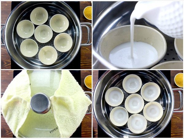Bánh bèo chén đã hấp có nhân