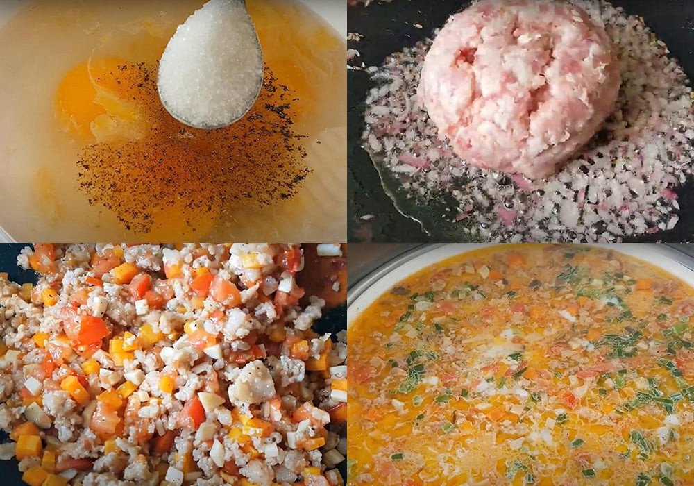Các bước làm trứng hấp thịt băm đơn giản