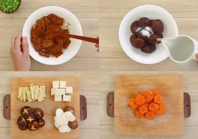 Cận cảnh món bò kho chay hấp dẫn với đầy đủ rau củ và nguyên liệu chay