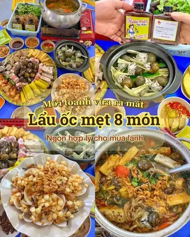 Cảnh quan bên ngoài quán ốc lẩu Cây Bàng với nhiều bàn ghế được bố trí thoáng đãng