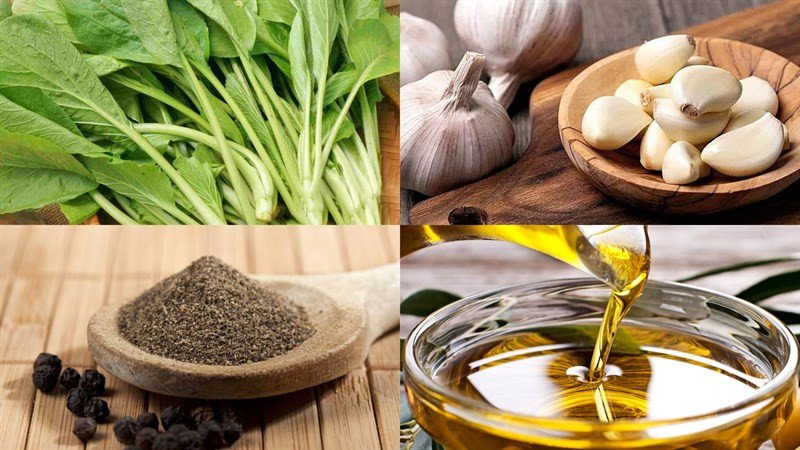 Chuẩn bị nguyên liệu cho cải ngọt xào dầu hào