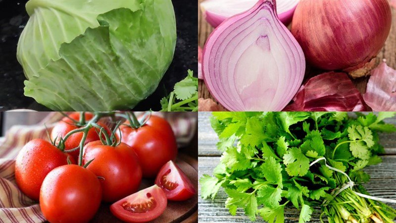 Chuẩn bị nguyên liệu cho món canh bắp cải cà chua xay mịn