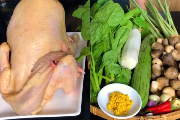 Chuẩn bị nguyên liệu nấu lẩu gà hầm sả