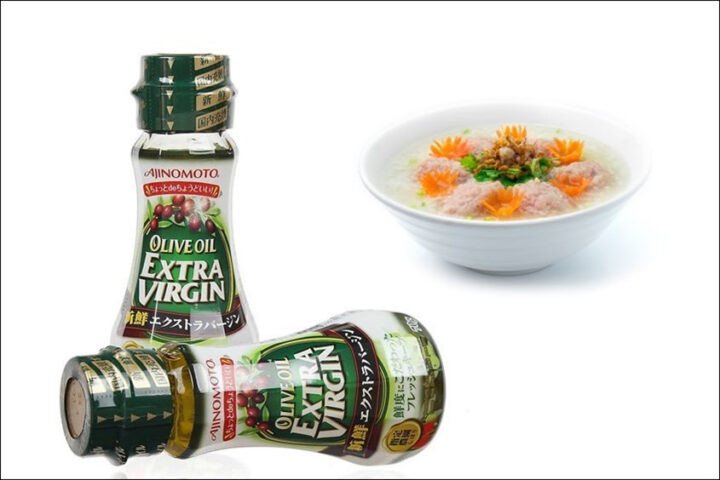Dầu oliu ăn dặm giúp cháo vịt rau ngót thêm ngon