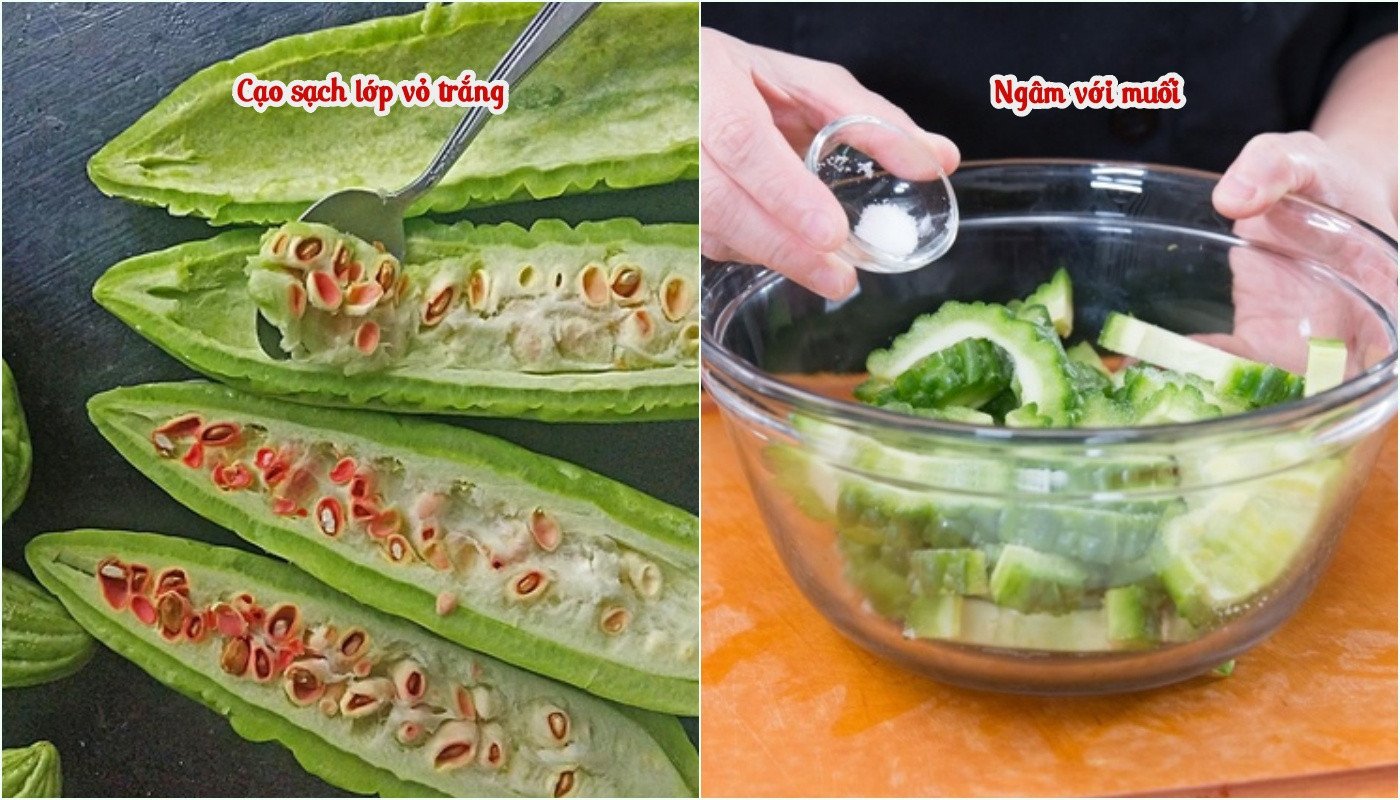 Khử vị đắng của khổ qua hiệu quả bằng cách cạo ruột trắng và ngâm nước muối
