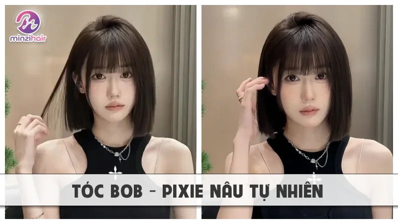 Kiểu tóc ngắn bob cá tính với màu nâu tự nhiên, tôn lên vẻ năng động và hiện đại