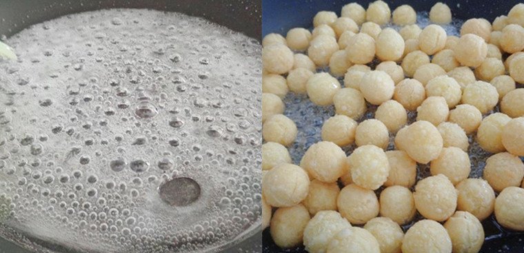Lăn bánh bột nếp chiên với đường
