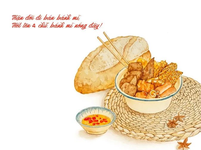 Một quầy bánh mì tấp nập người mua trên đường phố