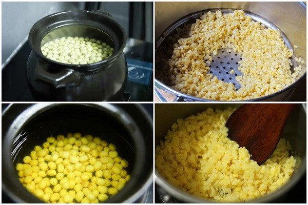 Nấu hạt sen và đậu xanh cho món chè