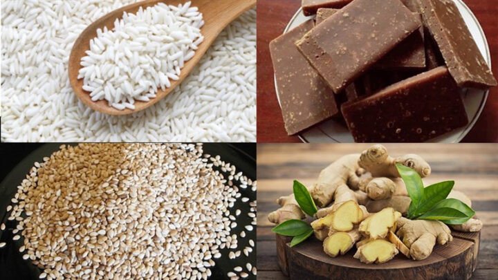 Nguyên liệu chính cho món chè gạo nếp gừng