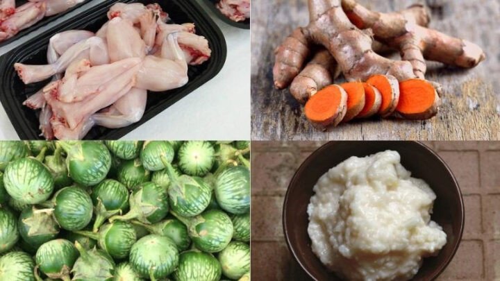 Nguyên liệu chính cho món ếch xào cà ngon