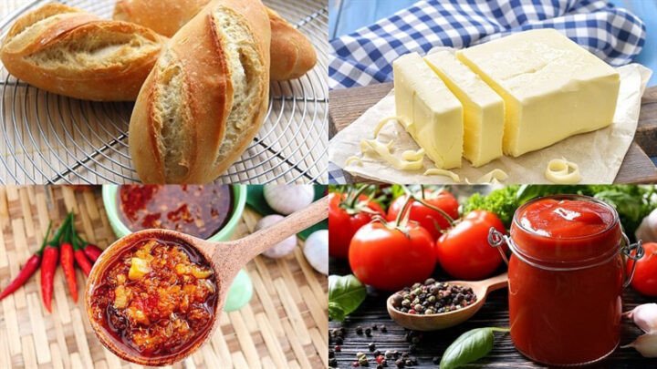 Nguyên liệu chuẩn bị cho món bánh mì nướng muối ớt thơm ngon