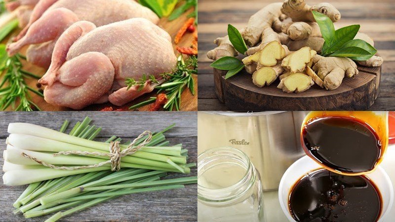 Nguyên liệu chuẩn bị cho vịt kho sả gừng
