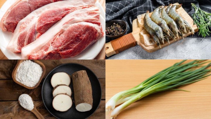 Nguyên liệu chuẩn bị làm bánh bột lọc lười tại nhà