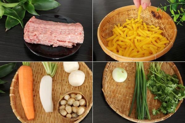 Nguyên liệu đơn giản để nấu nui thịt bằm