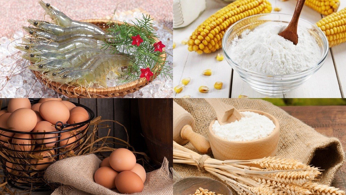 Nguyên liệu làm bánh tôm chiên bột mì