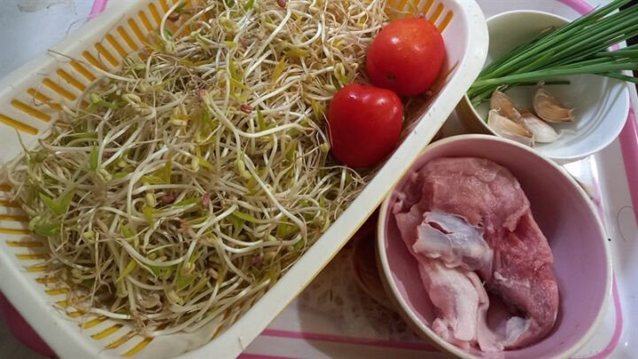 Nguyên liệu món thịt heo xào giá đỗ