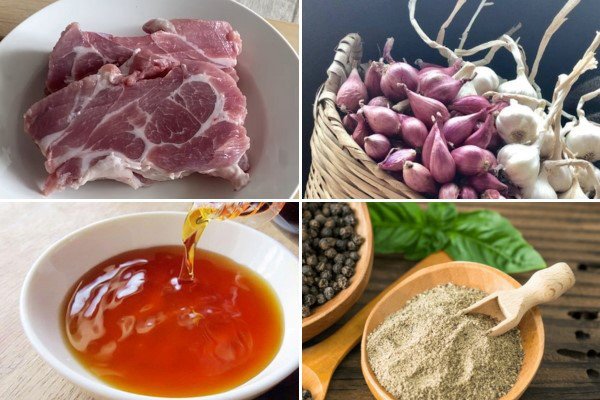 Nguyên liệu nấu thịt nạc kho tiêu