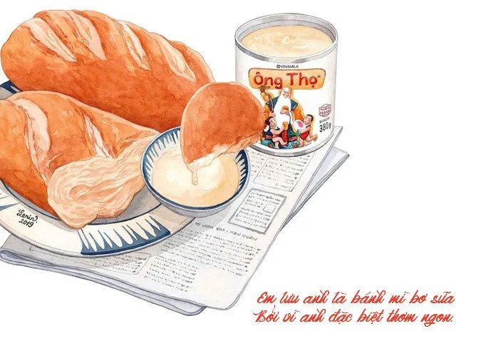 Những chiếc bánh mì nóng giòn được bày bán trên xe đẩy