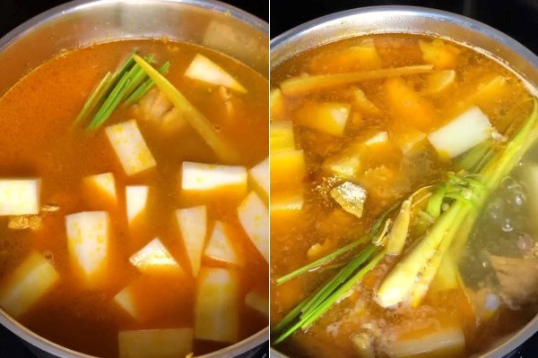 Nồi lẩu gà hầm sả nóng hổi đã hoàn thành