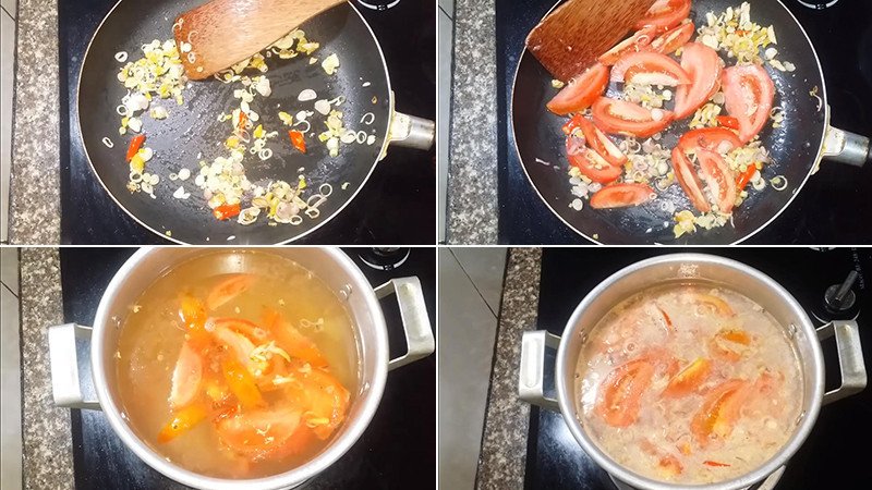 Nồi nước lẩu mẻ đang sôi với màu sắc bắt mắt, gia vị đậm đà