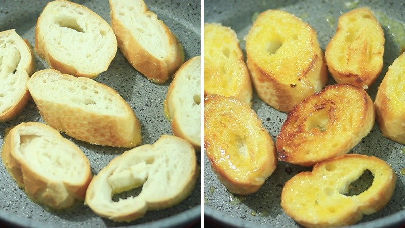 Nướng bánh mì bơ sữa trên chảo cho đến khi vàng đều