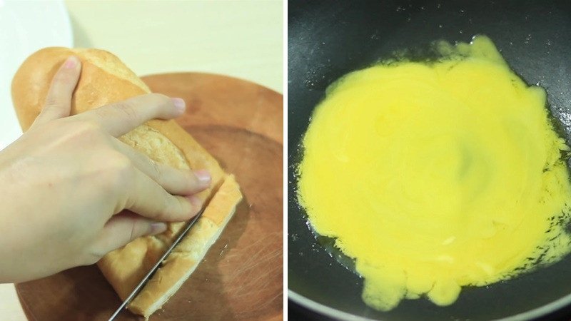 Sơ chế bánh mì và làm tan chảy bơ cho món bánh mì nướng bơ sữa