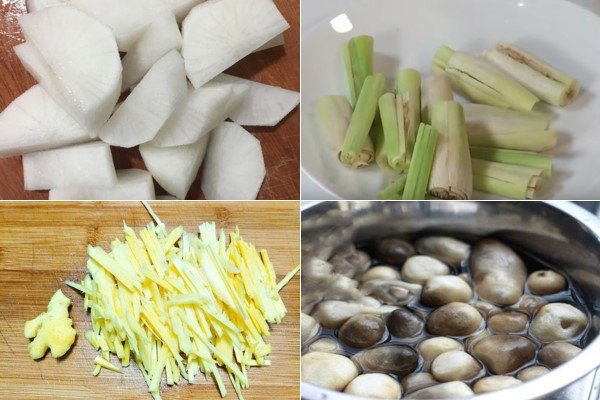 Sơ chế các nguyên liệu rau củ ăn kèm lẩu gà hầm sả