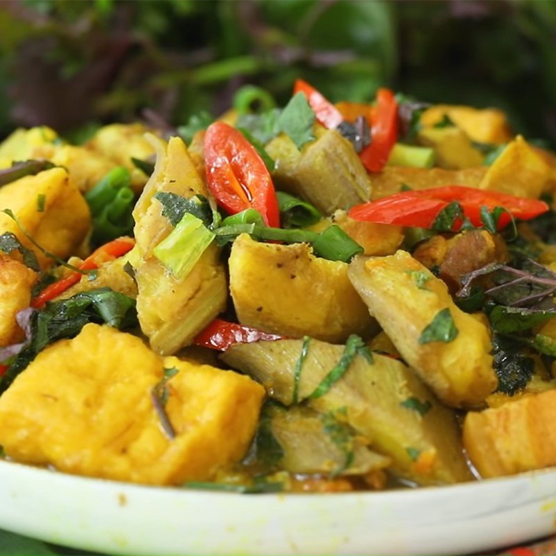 Thành phẩm món chuối đậu thịt ba chỉ thơm ngon hấp dẫn