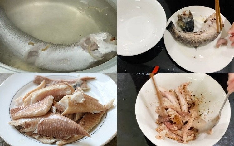 Thịt cá lóc đã tẩm ướp gia vị sẵn sàng cho món bánh canh cá lóc Quảng Trị