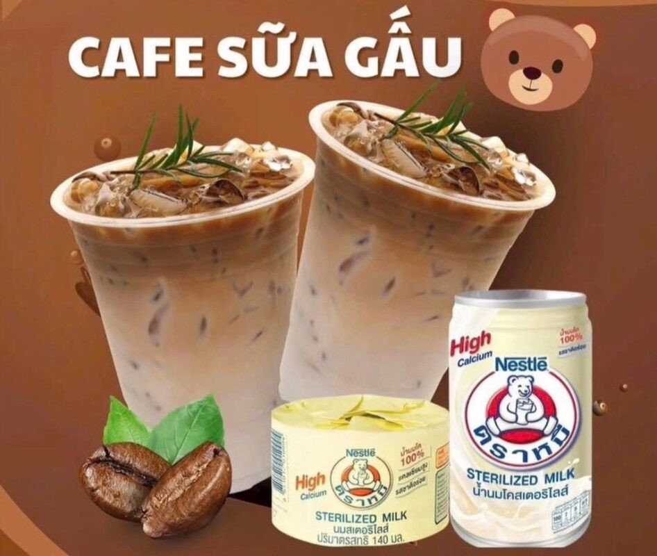 Thông tin dinh dưỡng và lượng calo trong sữa gấu Nestle Thái Lan, minh họa cho việc kiểm soát năng lượng