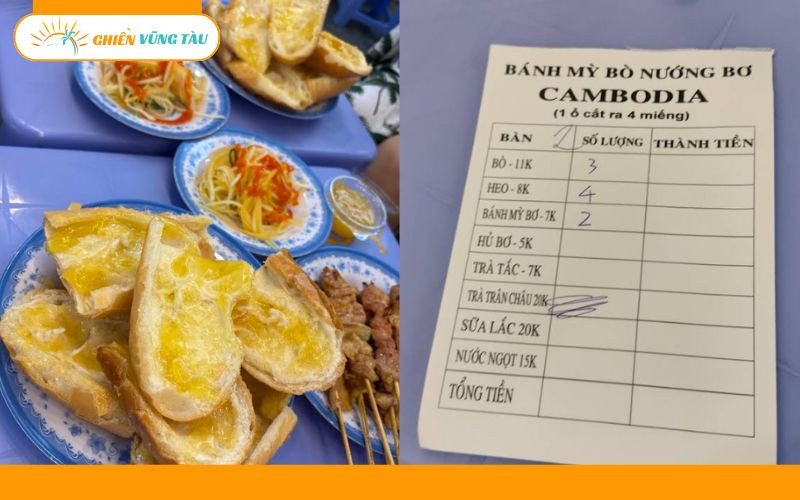 Thực đơn phong phú với các món xiên nướng và bánh mì