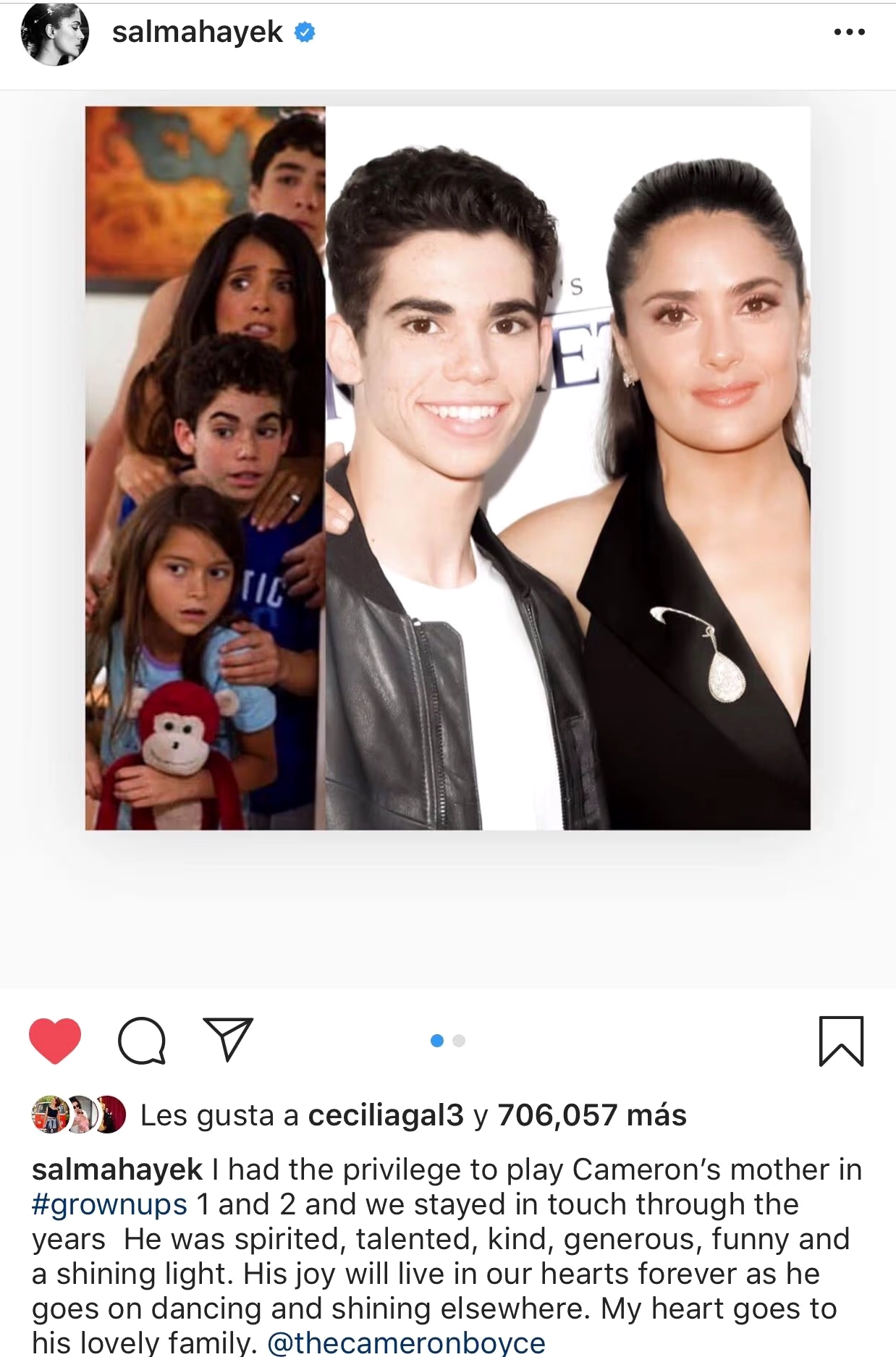 Cameron Boyce là ai? Cuộc đời, sự nghiệp và di sản của ngôi sao Disney Salma Hayek, nữ diễn viên từng hợp tác với Cameron Boyce trong 'Grown Ups'